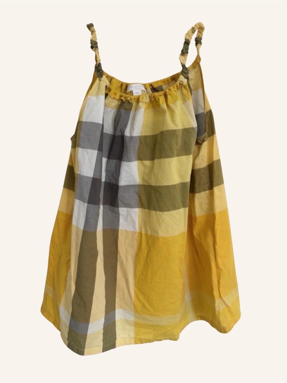 Burberry Yellow Plaid Cotton Children’s A-Line Sleeveless Top Girls 14/16 or PS